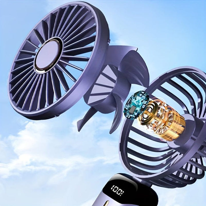 Portable Handheld Mini Fan USB Rechargeable with LED Display 5 Speeds 90° Foldable Battery Operated for Office Bedroom Outdoor Travel Camping Back to School Supplies | Kalsten