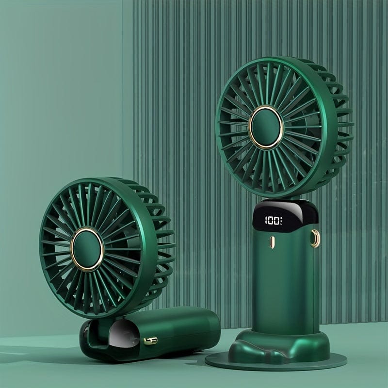Portable Handheld Mini Fan USB Rechargeable with LED Display 5 Speeds 90° Foldable Battery Operated for Office Bedroom Outdoor Travel Camping Back to School Supplies | Kalsten