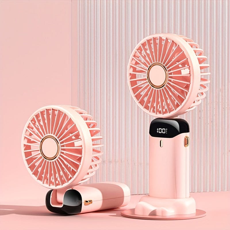 Portable Handheld Mini Fan USB Rechargeable with LED Display 5 Speeds 90° Foldable Battery Operated for Office Bedroom Outdoor Travel Camping Back to School Supplies | Kalsten