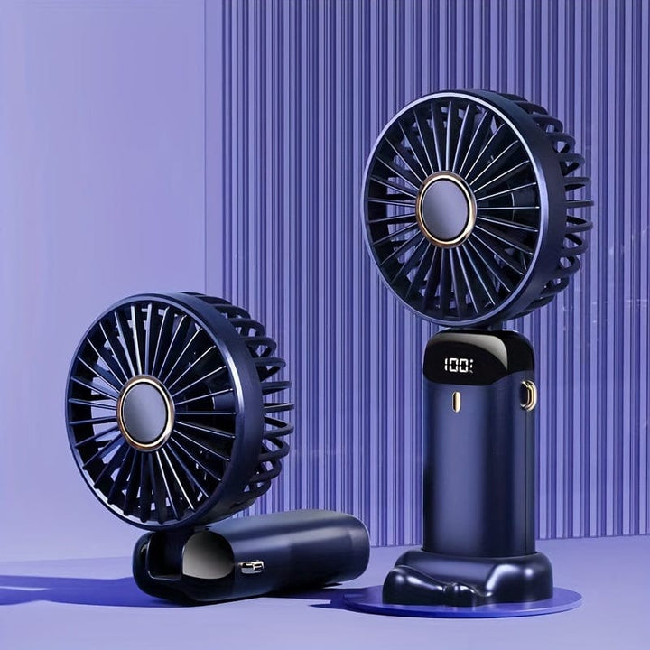 Portable Handheld Mini Fan USB Rechargeable with LED Display 5 Speeds 90° Foldable Battery Operated for Office Bedroom Outdoor Travel Camping Back to School Supplies | Kalsten