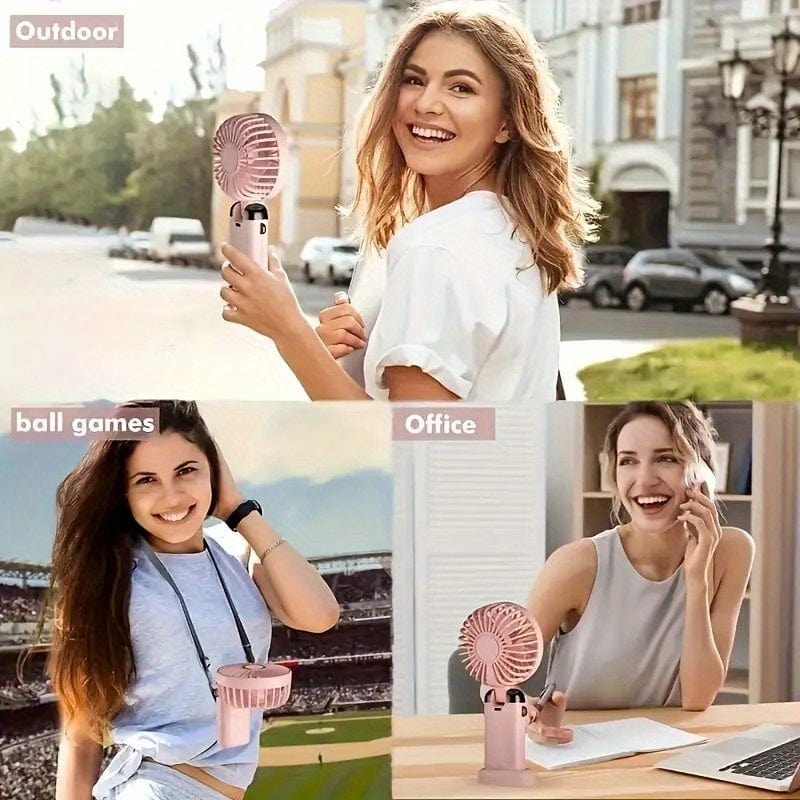 Portable Mini USB Fan LED Digital Display 5 Speeds 21hrs Battery Life Quiet Operation Ideal for Summer Travel and Household Use | Kalsten