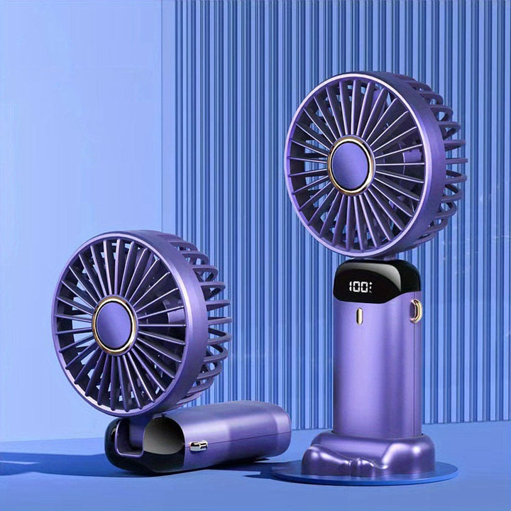 Planet Gates Portable Handheld Mini Fan USB Rechargeable with LED Display 5 Speeds 90° Foldable Battery Operated for Office Bedroom Outdoor Travel Camping Back to School Supplies