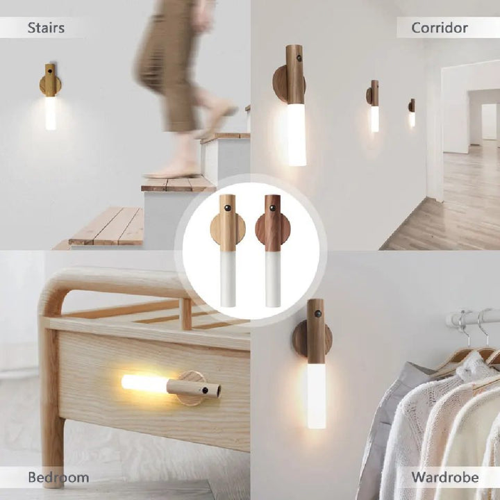 Portable Wooden LED Wall Lamp – Wireless Noxord