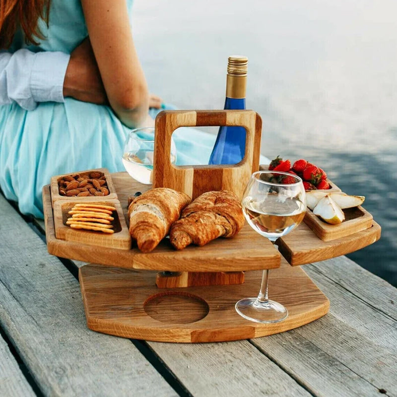 Portable Wooden Picnic Wine Table - WineNest