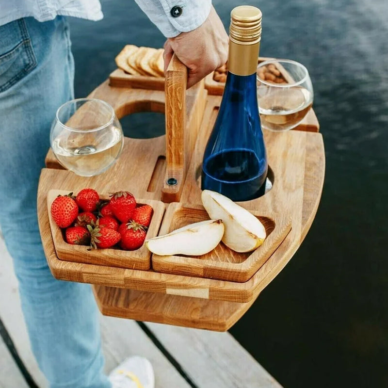Portable Wooden Picnic Wine Table - WineNest