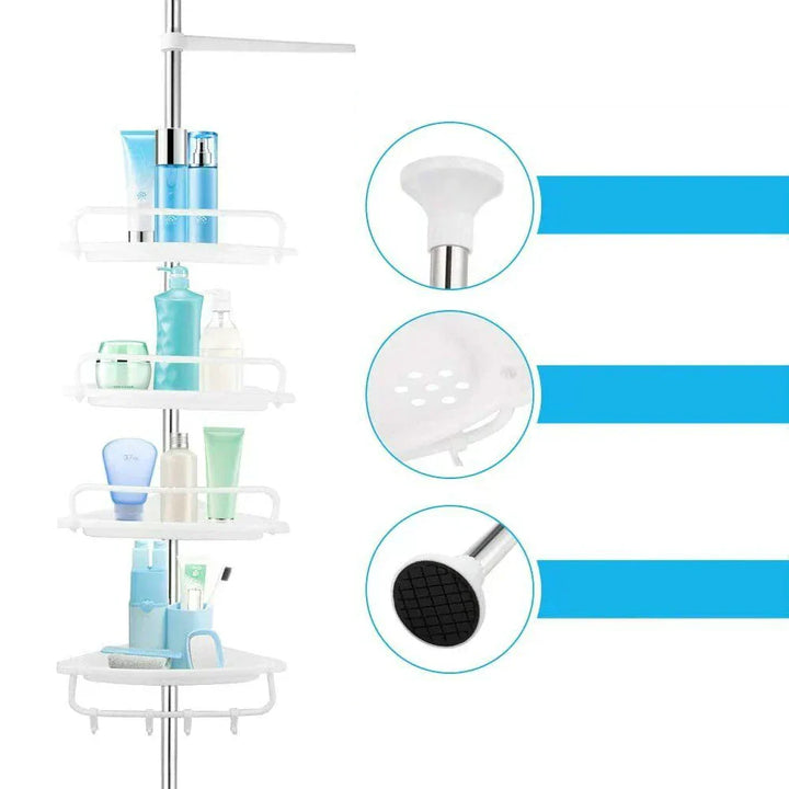 Telesto Telescopic Shower Rack – Adjustable Corner Shelf with 4 Levels | Kalsten