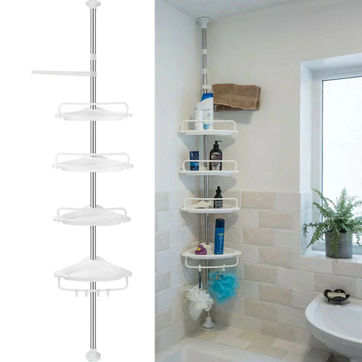 Telesto Telescopic Shower Rack – Adjustable Corner Shelf with 4 Levels | Kalsten