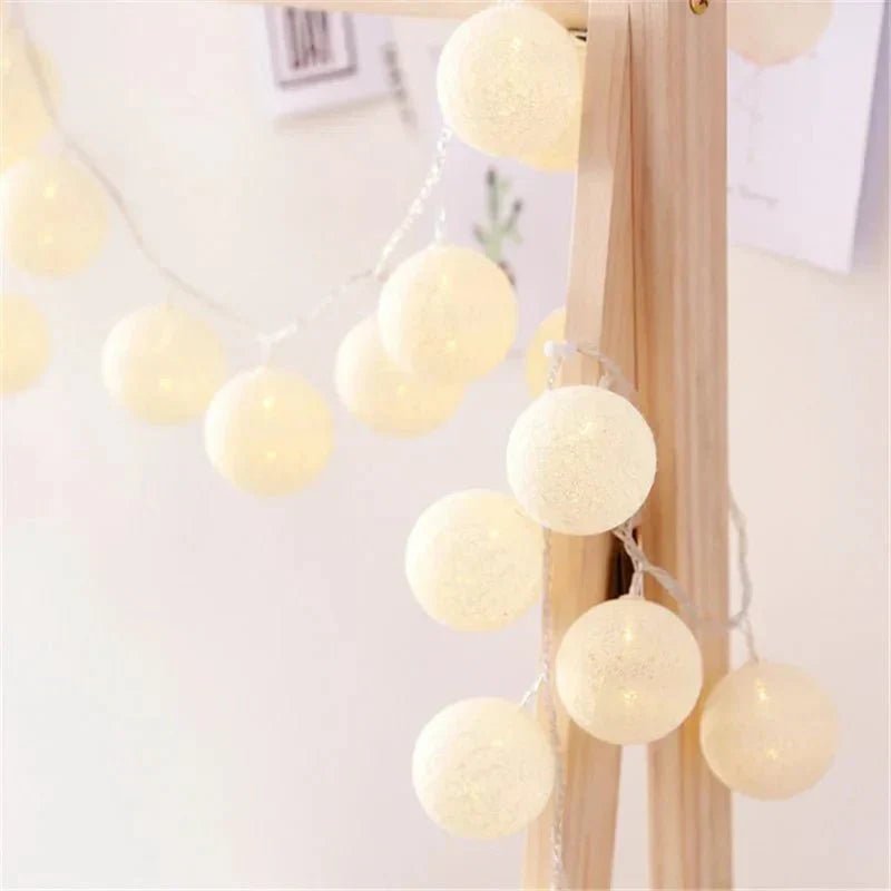 Kalsten | Pretty Pastel Cotton Ball Fairy Lights Garland