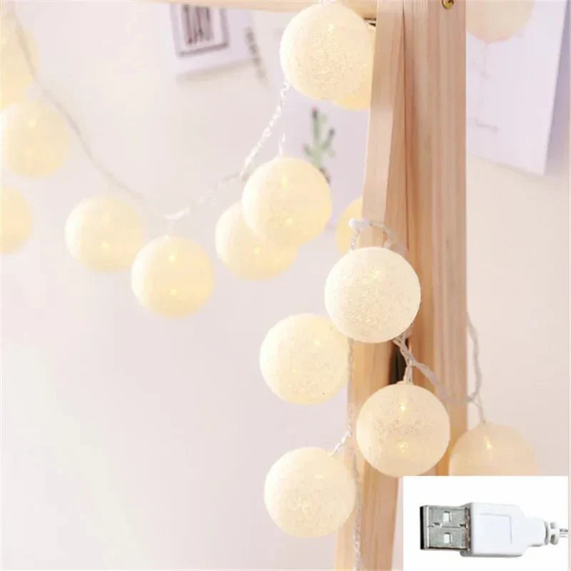 Kalsten | Pretty Pastel Cotton Ball Fairy Lights Garland