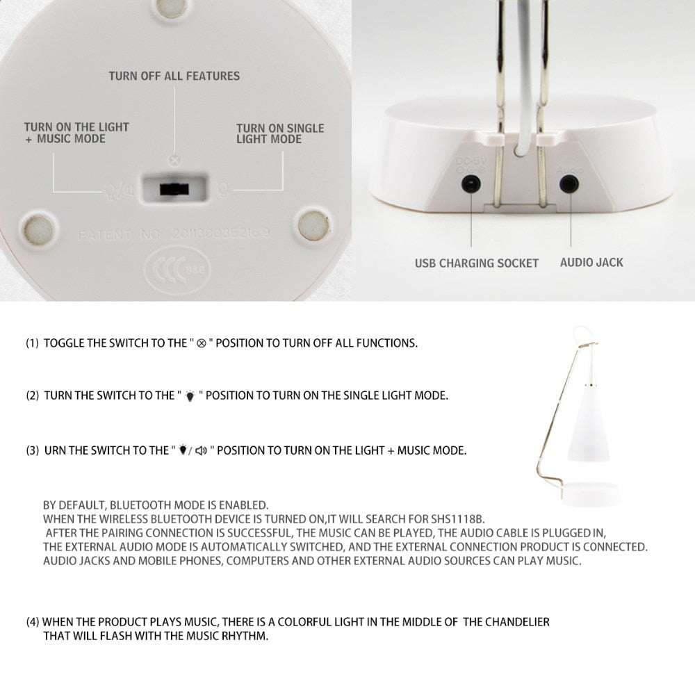 Touch Sensor Bluetooth Speaker Led Table Lamp | Noxord