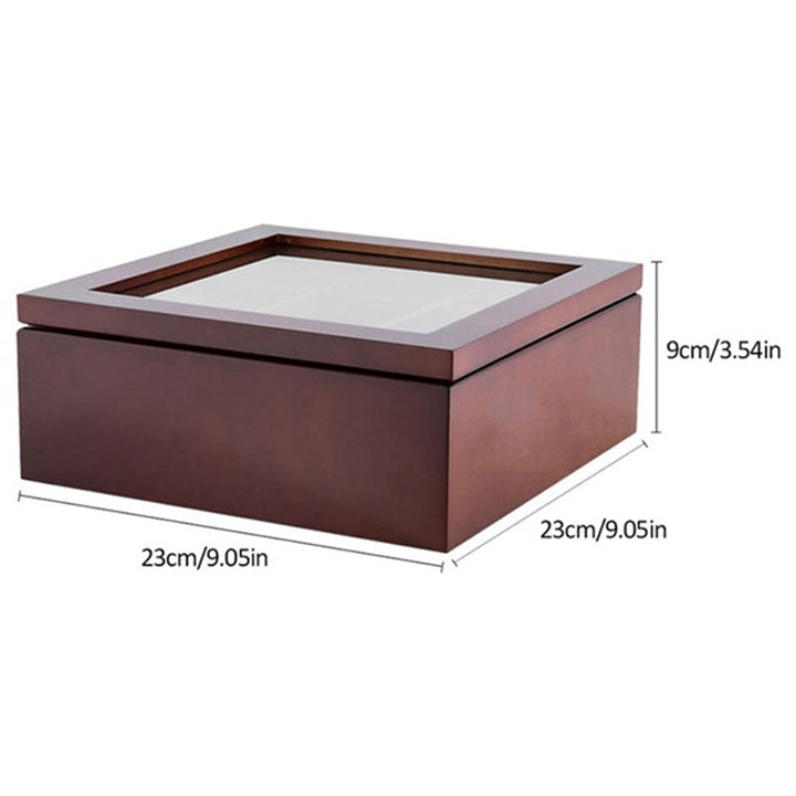 Kalsten | Large Grid Caddy Wood Tea Storage Box