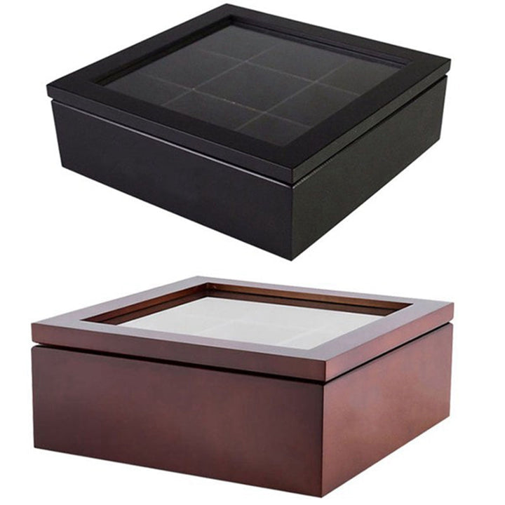 Kalsten | Large Grid Caddy Wood Tea Storage Box
