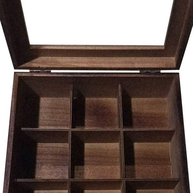 Kalsten | Large Grid Caddy Wood Tea Storage Box