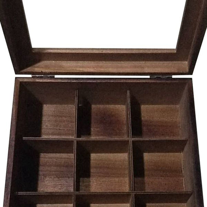 Kalsten | Large Grid Caddy Wood Tea Storage Box
