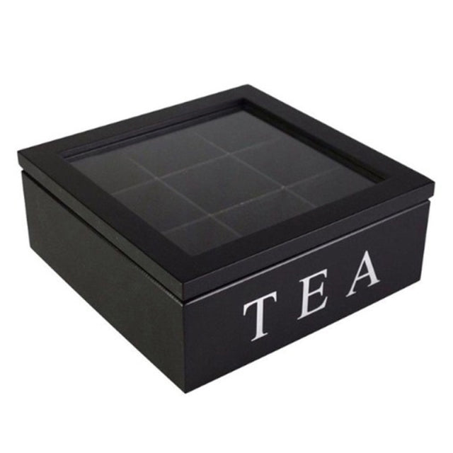 Kalsten | Large Grid Caddy Wood Tea Storage Box