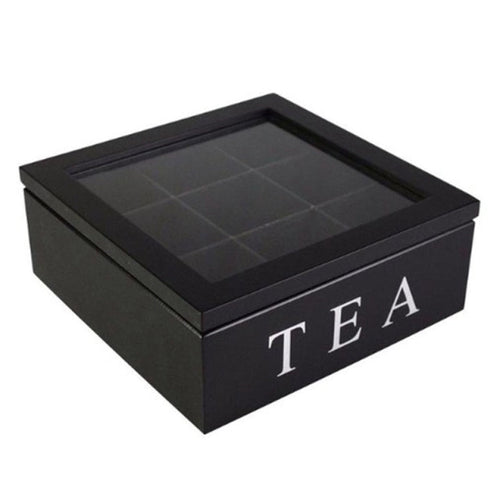 Kalsten | Large Grid Caddy Wood Tea Storage Box