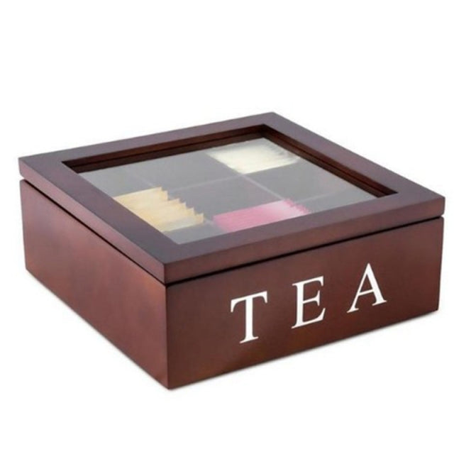 Kalsten | Large Grid Caddy Wood Tea Storage Box