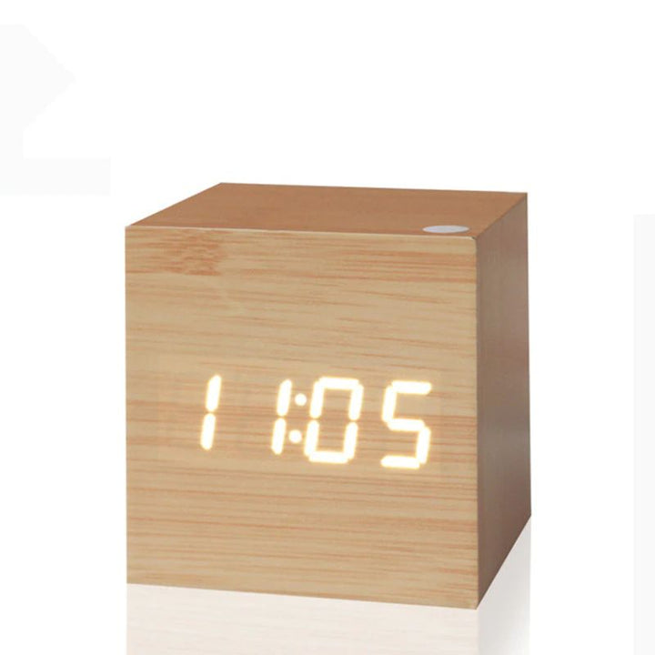 Modern Wooden Cube Digital Clock Noxord