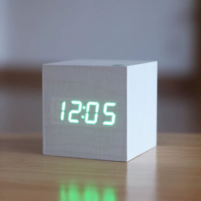 Modern Wooden Cube Digital Clock Noxord