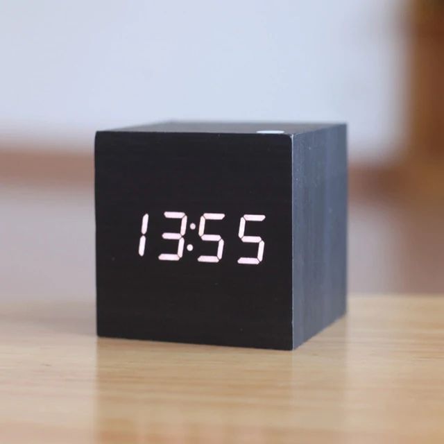 Modern Wooden Cube Digital Clock Noxord