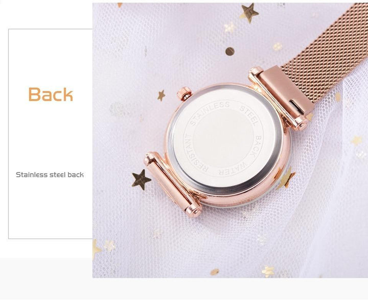 Noxord | Fashionable Unique Mesh Magnet Buckle Exotic Starry Diamond Designer Luxury Ladies  Women Watch