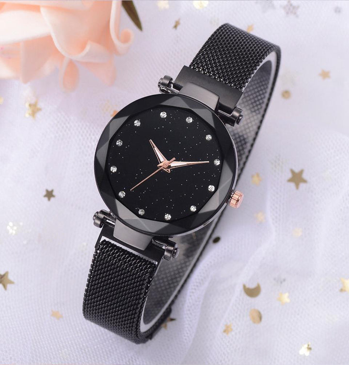 Noxord | Fashionable Unique Mesh Magnet Buckle Exotic Starry Diamond Designer Luxury Ladies  Women Watch