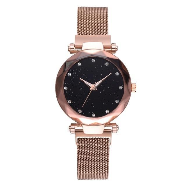 Noxord | Fashionable Unique Mesh Magnet Buckle Exotic Starry Diamond Designer Luxury Ladies  Women Watch