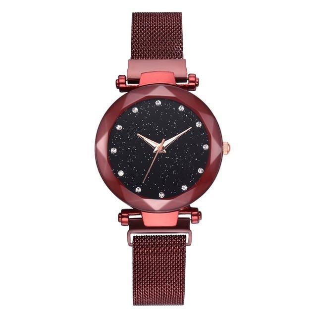 Noxord | Fashionable Unique Mesh Magnet Buckle Exotic Starry Diamond Designer Luxury Ladies  Women Watch