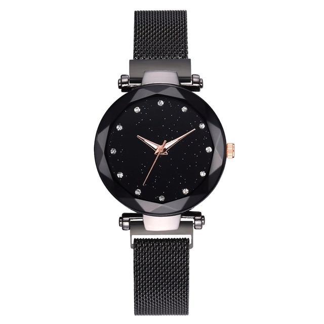 Noxord | Fashionable Unique Mesh Magnet Buckle Exotic Starry Diamond Designer Luxury Ladies  Women Watch