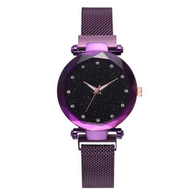 Noxord | Fashionable Unique Mesh Magnet Buckle Exotic Starry Diamond Designer Luxury Ladies  Women Watch