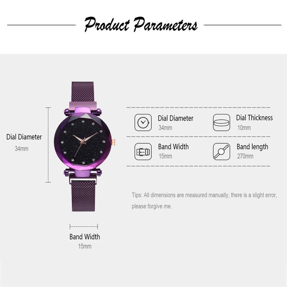 Noxord | Fashionable Unique Mesh Magnet Buckle Exotic Starry Diamond Designer Luxury Ladies  Women Watch