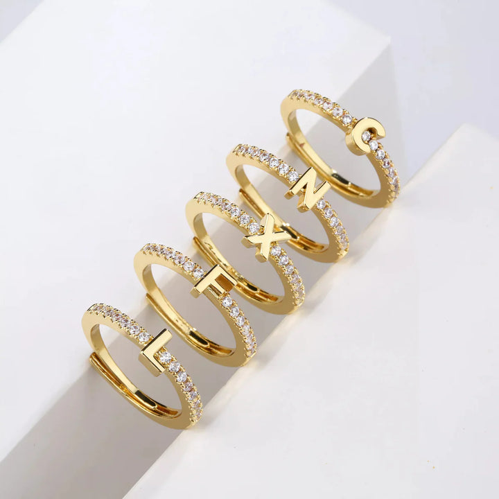 Kalsten | Radiant Adjustable Letter Initial Rings
