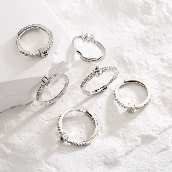 Kalsten | Radiant Adjustable Letter Initial Rings