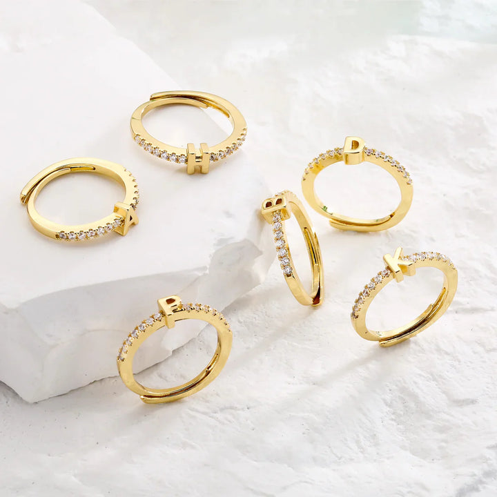 Kalsten | Radiant Adjustable Letter Initial Rings