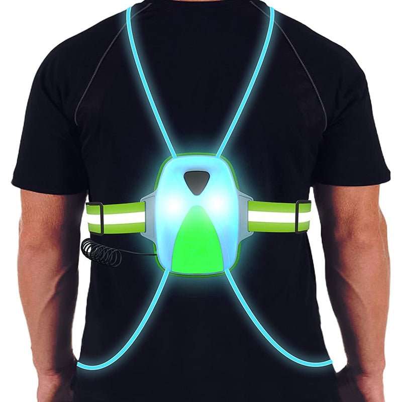 Kalsten | ReflectGlow Running Safety Vest – USB Rechargeable – 6 LED Light Colors – Waterproof and Adjustable – High Visibility for Outdoor Activities