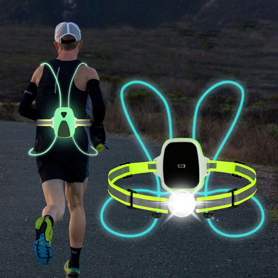 Kalsten | ReflectGlow Running Safety Vest – USB Rechargeable – 6 LED Light Colors – Waterproof and Adjustable – High Visibility for Outdoor Activities