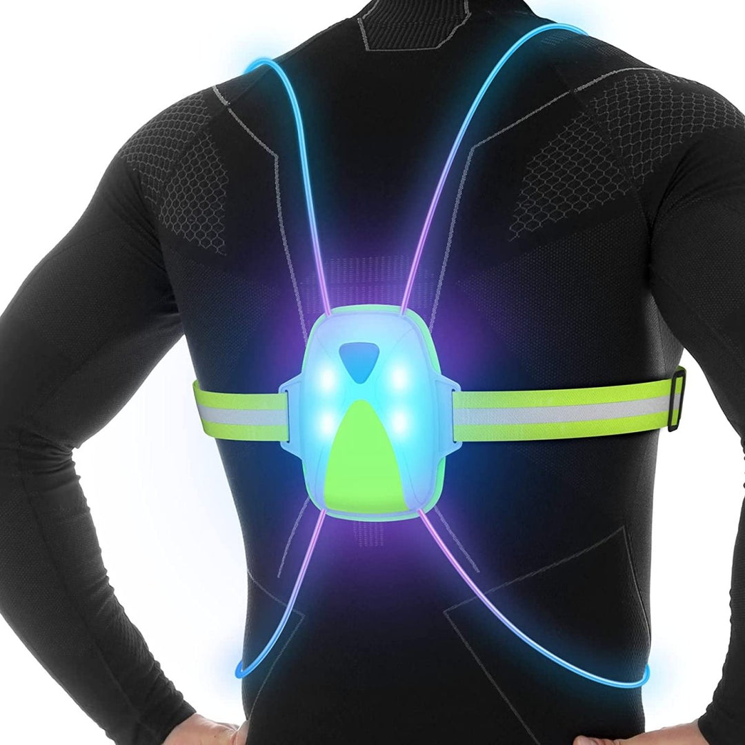 Kalsten | ReflectGlow Running Safety Vest – USB Rechargeable – 6 LED Light Colors – Waterproof and Adjustable – High Visibility for Outdoor Activities