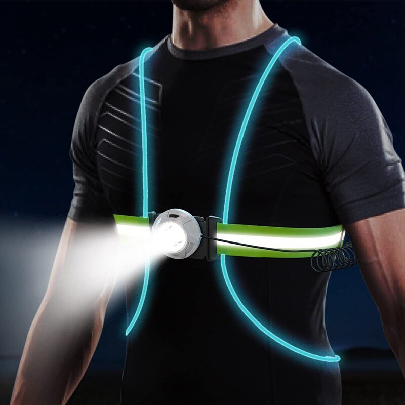 Kalsten | ReflectGlow Running Safety Vest – USB Rechargeable – 6 LED Light Colors – Waterproof and Adjustable – High Visibility for Outdoor Activities