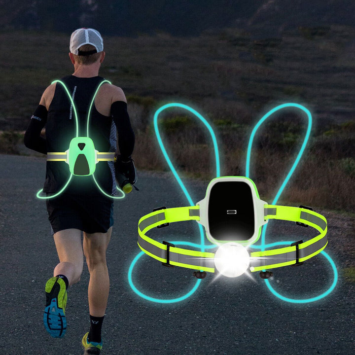 Kalsten | ReflectGlow Running Safety Vest – USB Rechargeable – 6 LED Light Colors – Waterproof and Adjustable – High Visibility for Outdoor Activities
