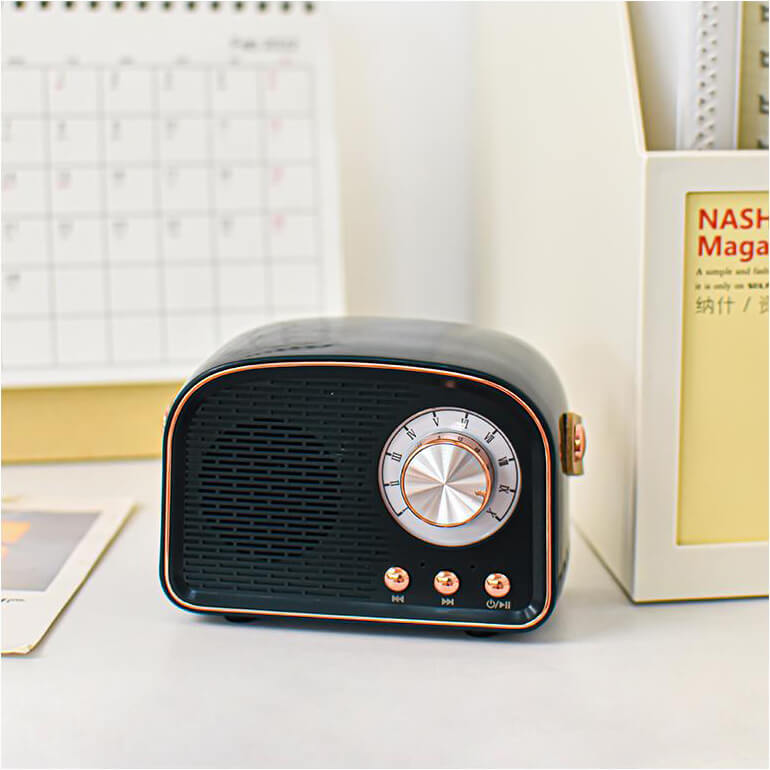 Kalsten | Retro Round Radio Bluetooth Speaker | Wireless | Portable | Stylish Sound for Home & On-the-go