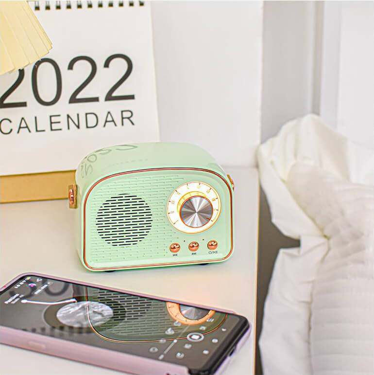 Kalsten | Retro Round Radio Bluetooth Speaker | Wireless | Portable | Stylish Sound for Home & On-the-go