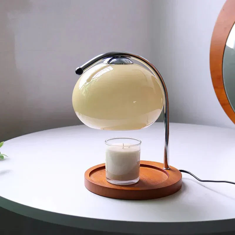 Glass table lamp in retro style with stand | Noxord