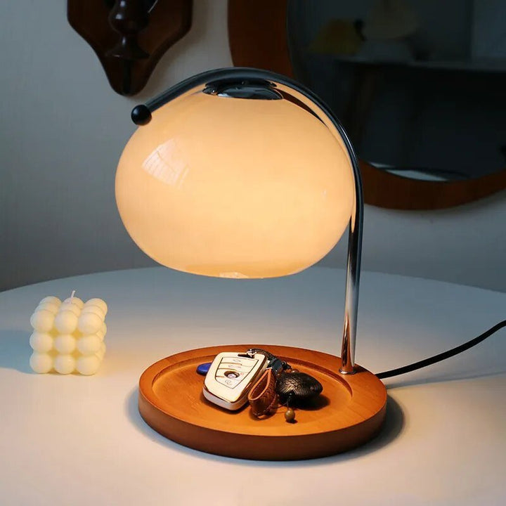 Glass table lamp in retro style with stand | Noxord