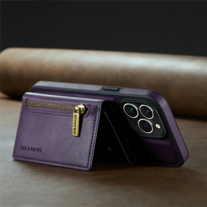 Kalsten | RFID iPhone Wallet Case | Removable Magnetic Leather Car Mount Shockproof Case