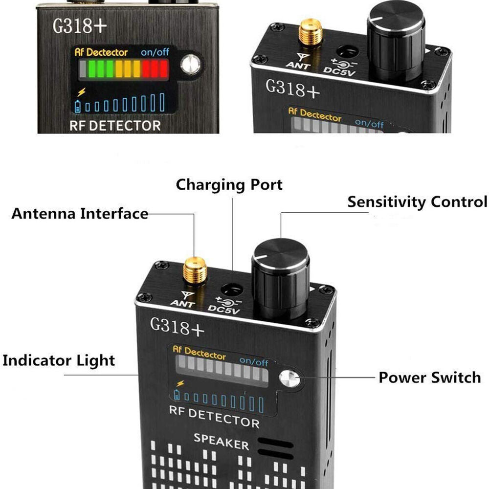 Kalsten | PrivacyGuard Detecto – RF Signal and Camera Detector with Laser Function and Alarm