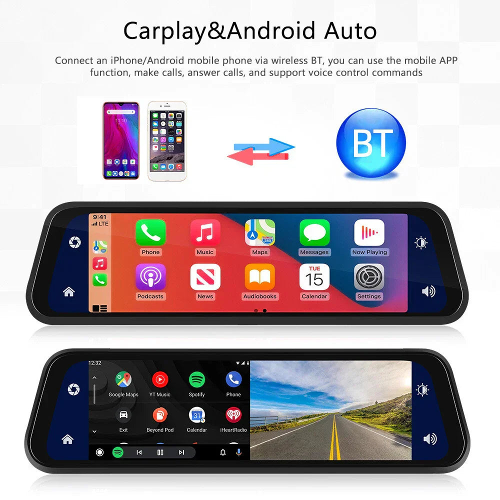 4K Front & Rear Dash Cam with CarPlay