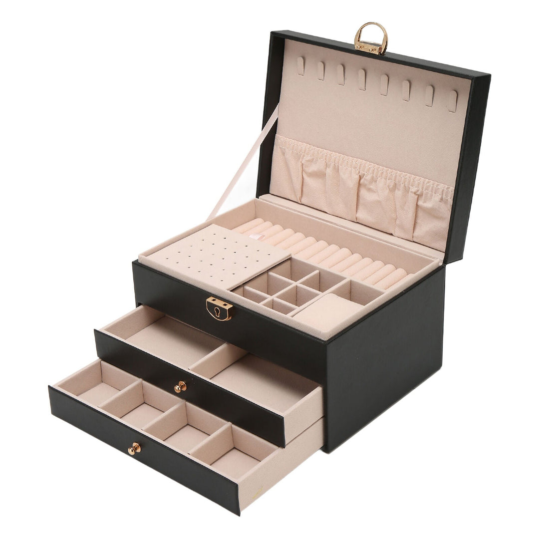Lockable Multi-Layer Leather Jewelry Box Noxord