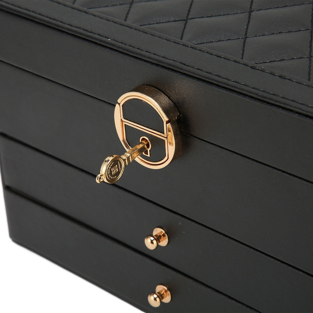 Lockable Multi-Layer Leather Jewelry Box Noxord
