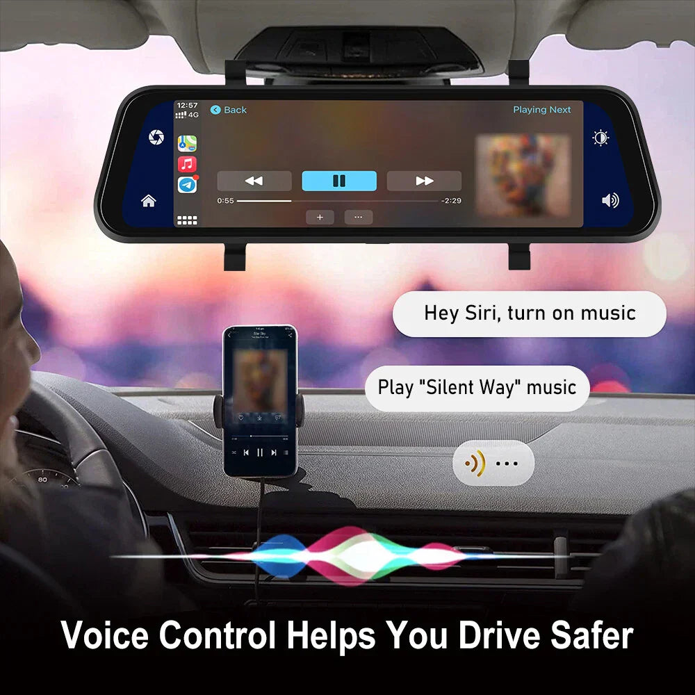4K Front & Rear Dash Cam with CarPlay