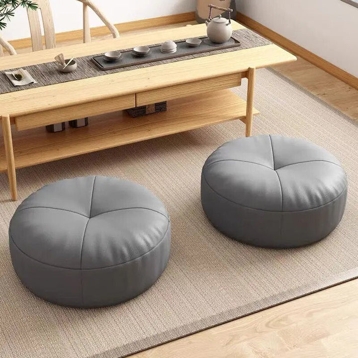 Kalsten | Zen Cushion – Round Japanese Seat Cushion made of Nappa Leather in Tatami Style